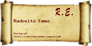 Radovits Emma névjegykártya